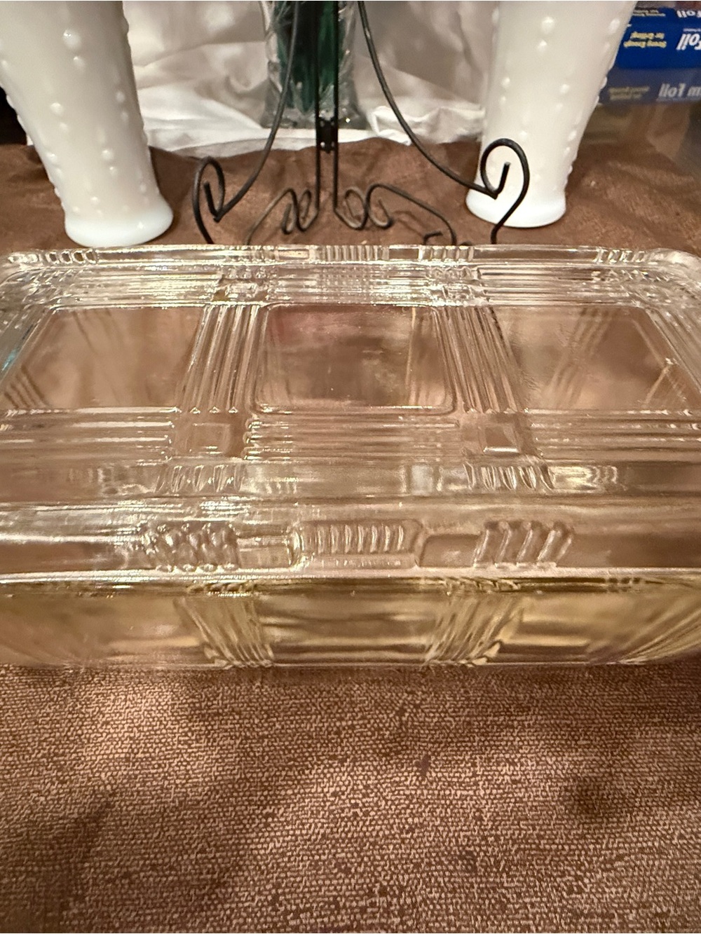 Vintage Clear Glass Refrigerator Dish w/Lid Rectangular Ribbed - Picture 6 of 8